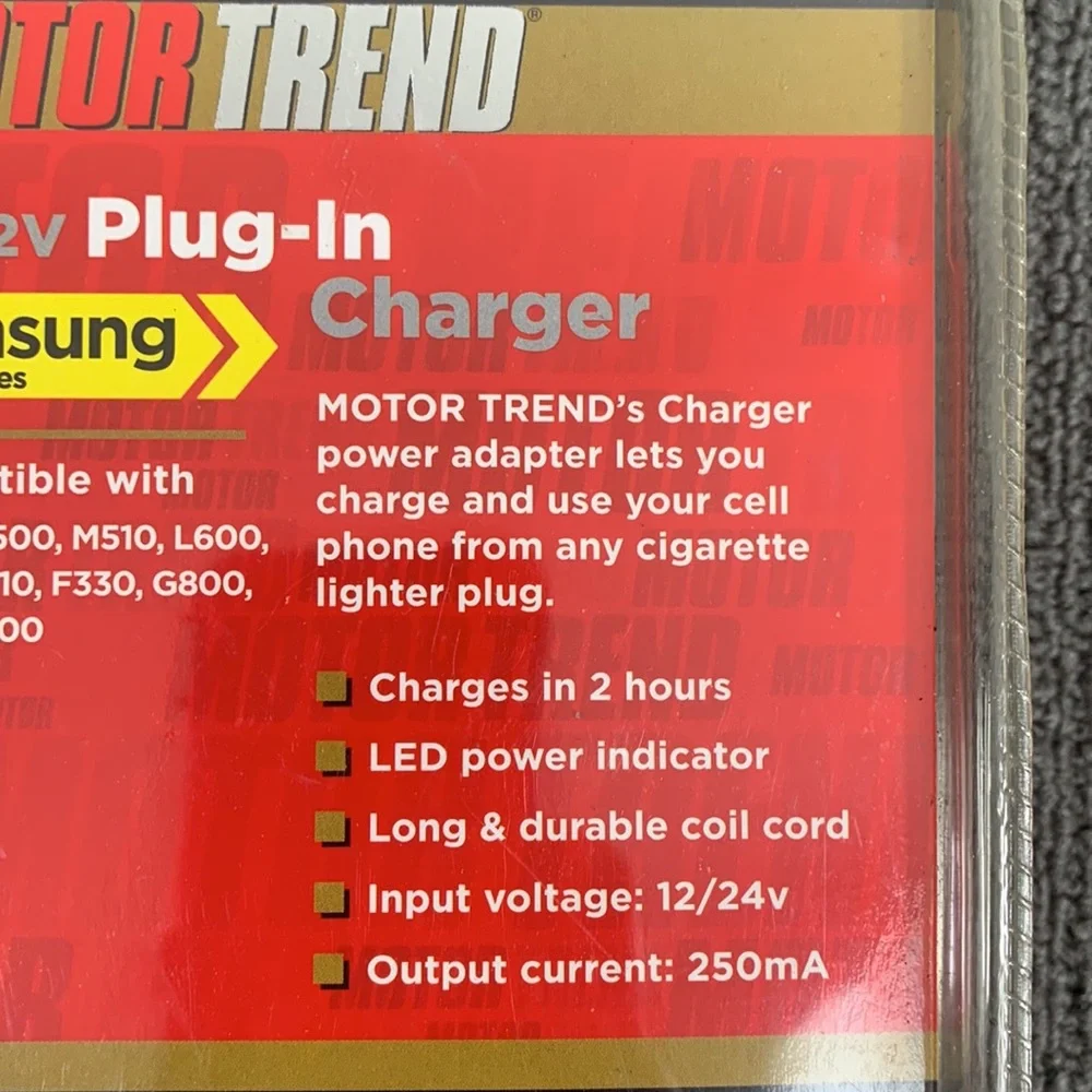 Motor Trend 12V Plug-in Car Charger Power Adapter for Samsung M300 Series New